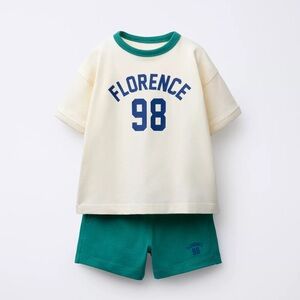 ZARA SPORTY JOGGING T-SHIRT AND BERMUDA SET